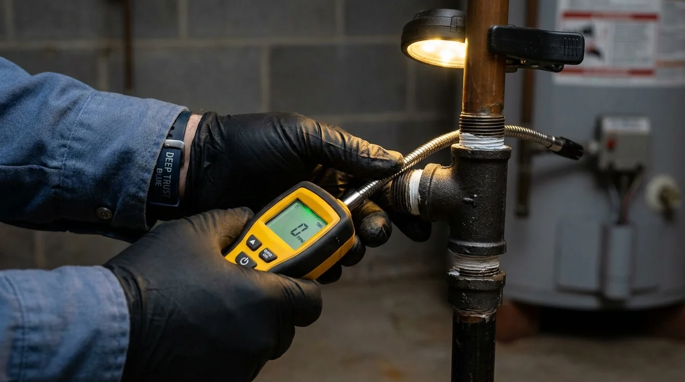 Gas leak detection with electronic sniffer by Johns Plumbing LLC in Fernley
