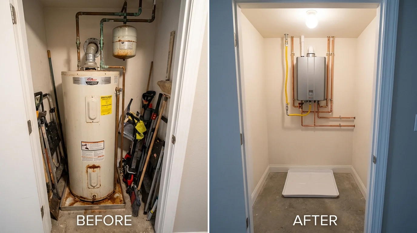 Tank water heater versus wall-mounted tankless unit comparison for Fernley, NV homeowners